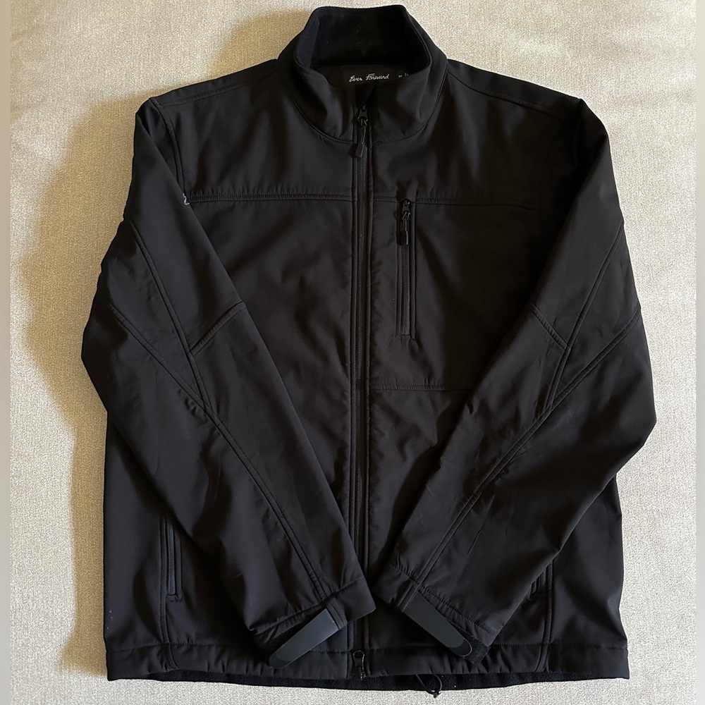 Ever Forward Men's Black Soft Shell Rain Jacket